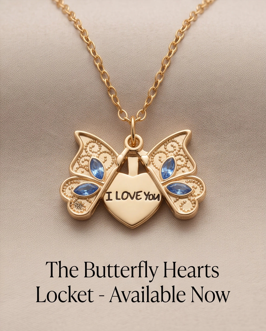 Gold Butterfly Secret Heart Pendant Necklace