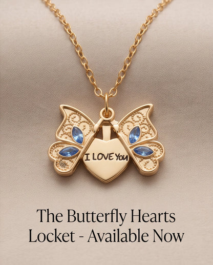 Gold Butterfly Secret Heart Pendant Necklace