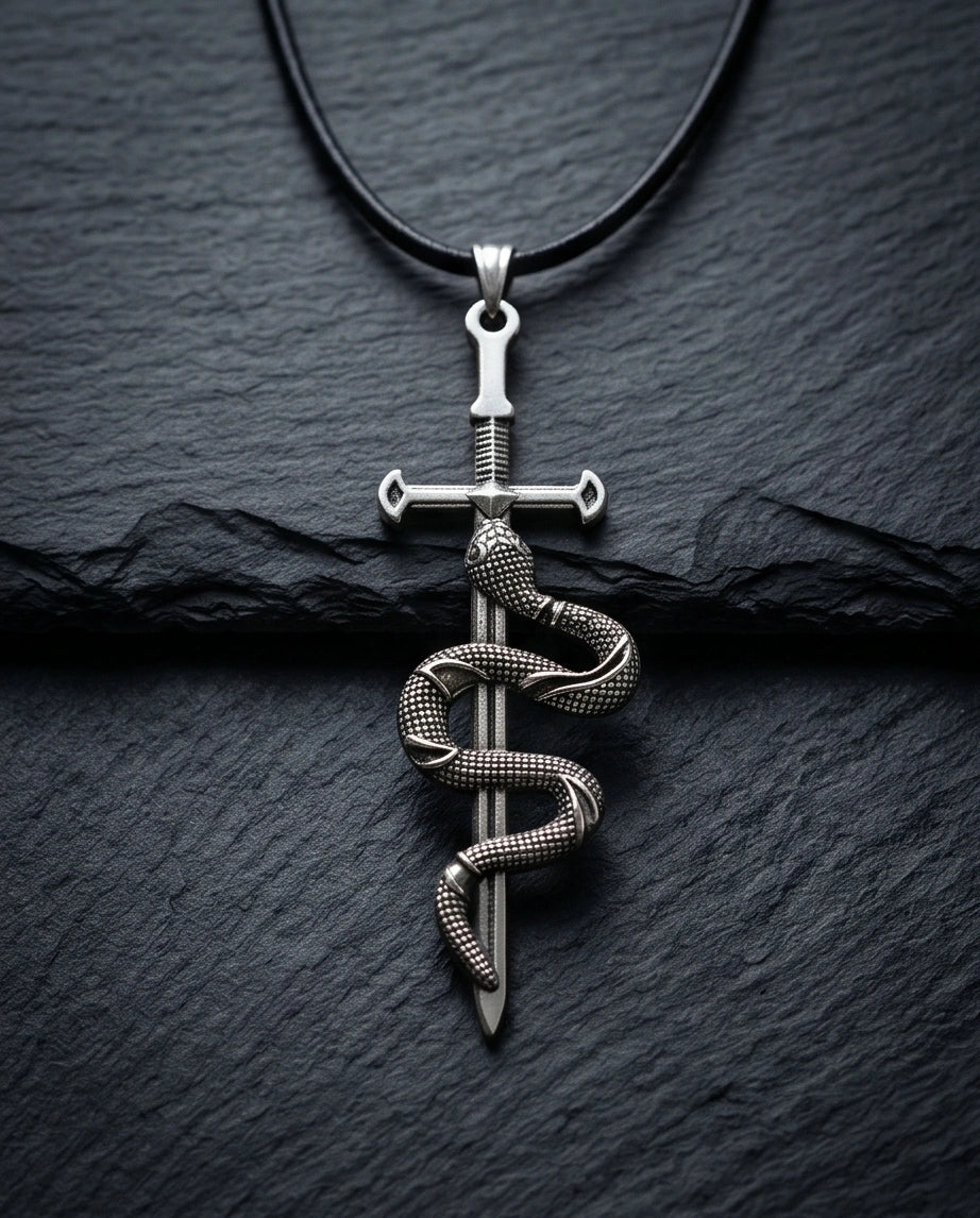The Jormungandr Serpent Sword Necklace