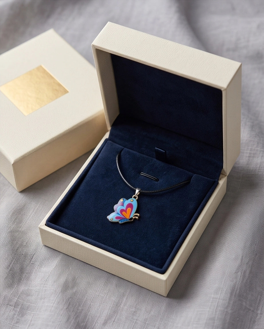 Colorful Side-Profile Butterfly Cord Necklace