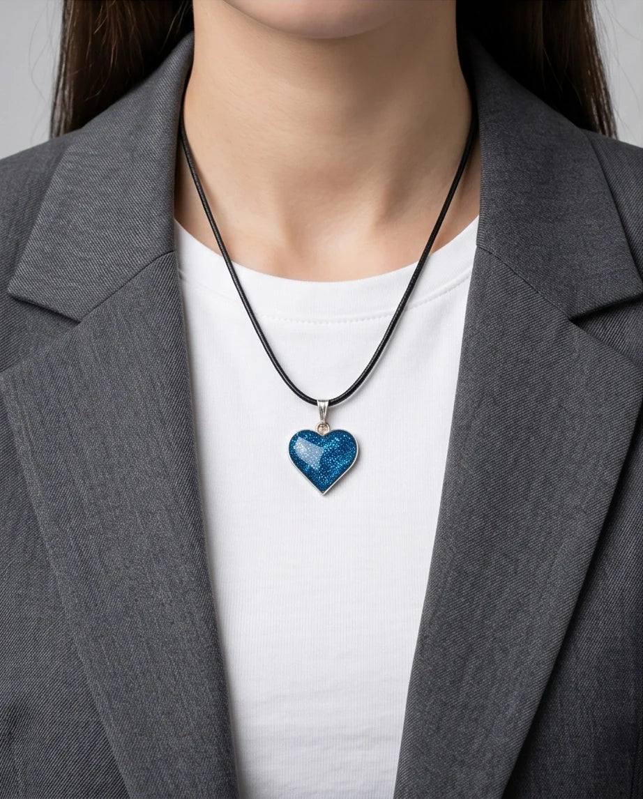 Ocean Sparkle Heart Pendant