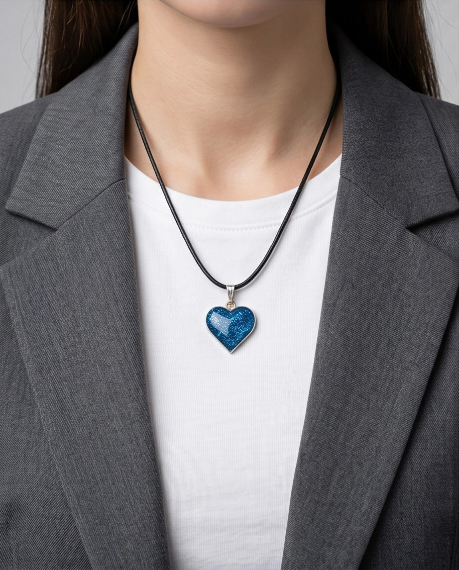 Ocean Sparkle Heart Pendant