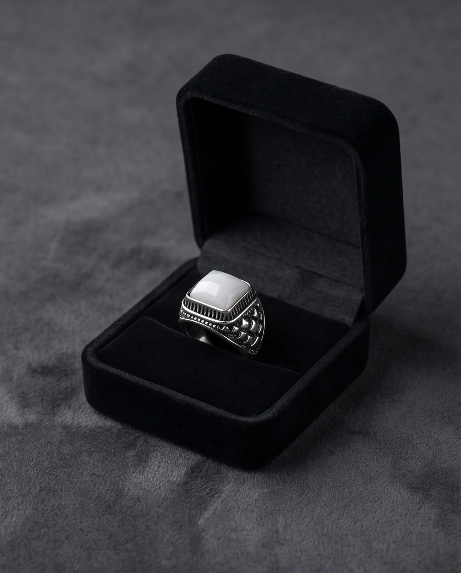 Imperial Alabaster Shield Signet Ring