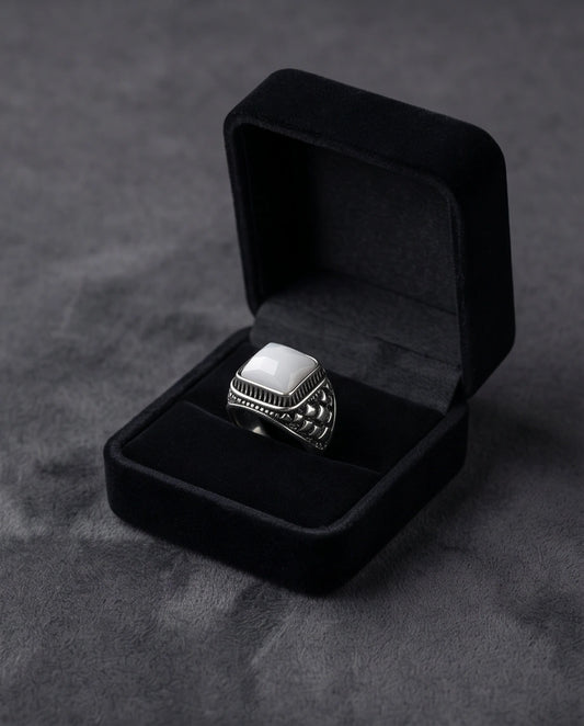 Imperial Alabaster Shield Signet Ring