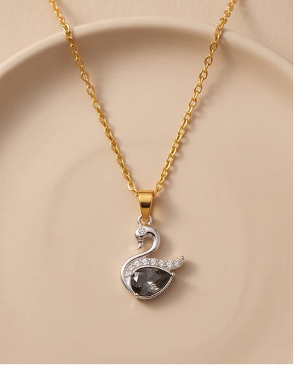 Silver Smoky Quartz Swan Pendant Necklace