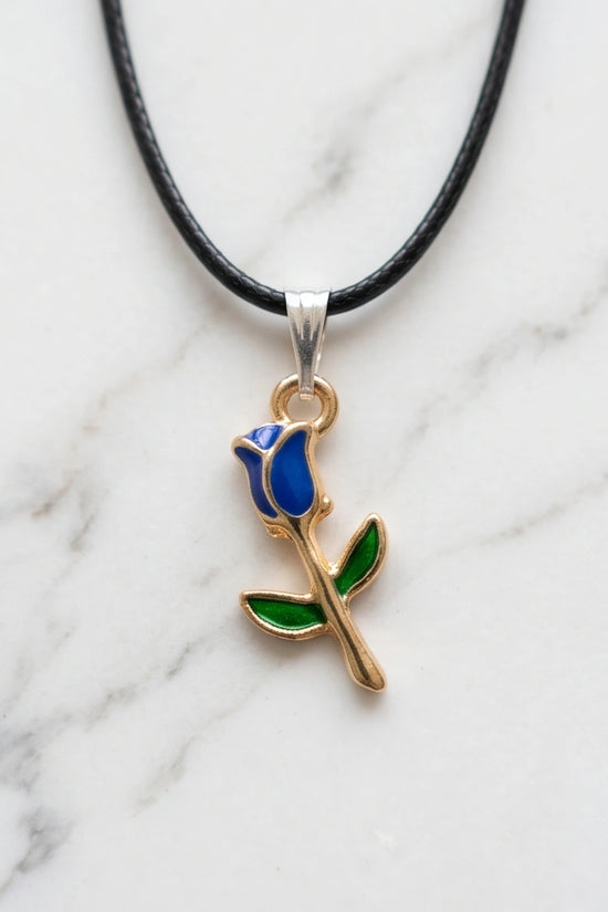 Royal Blue Tulip Rosebud Pendant