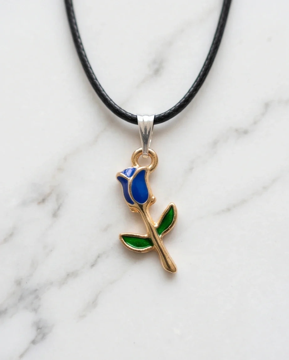 Royal Blue Tulip Rosebud Pendant