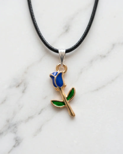 Royal Blue Tulip Rosebud Pendant