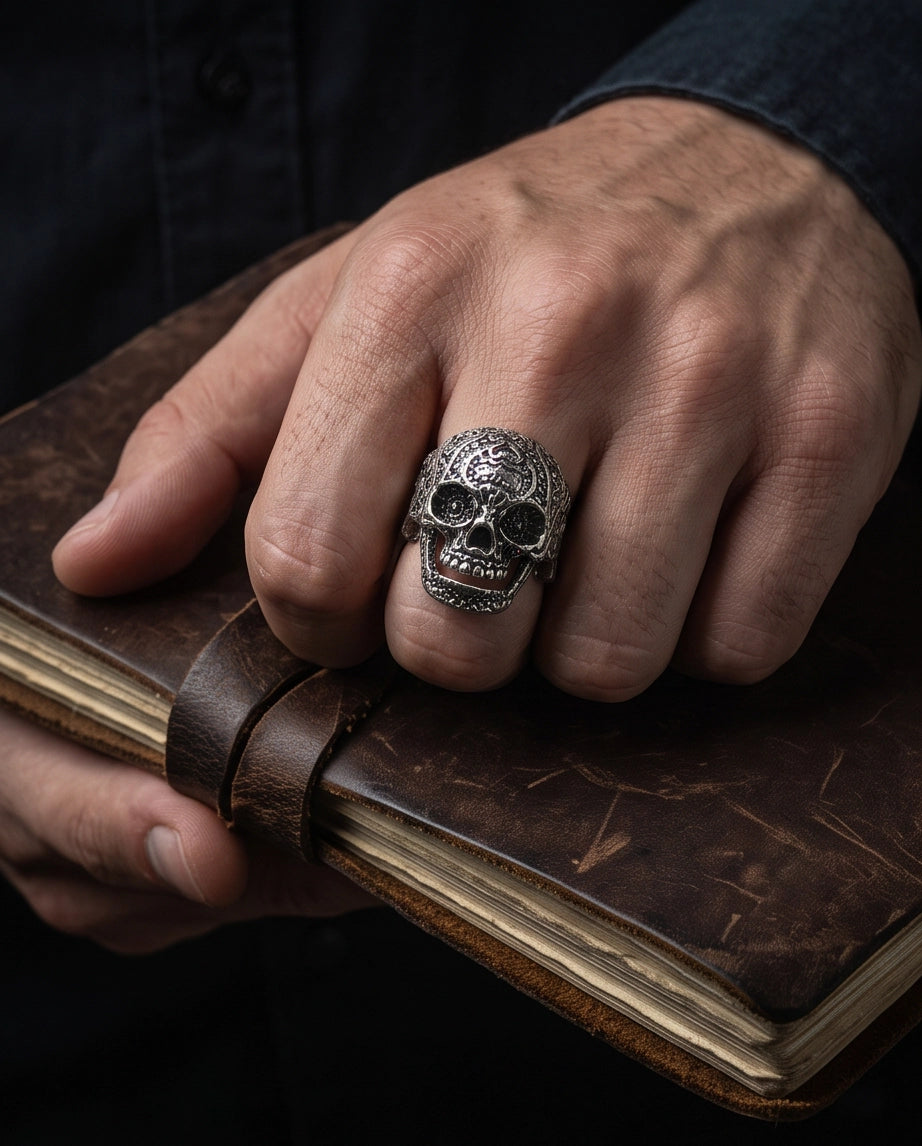 Filigree Calavera Sugar Skull Ring