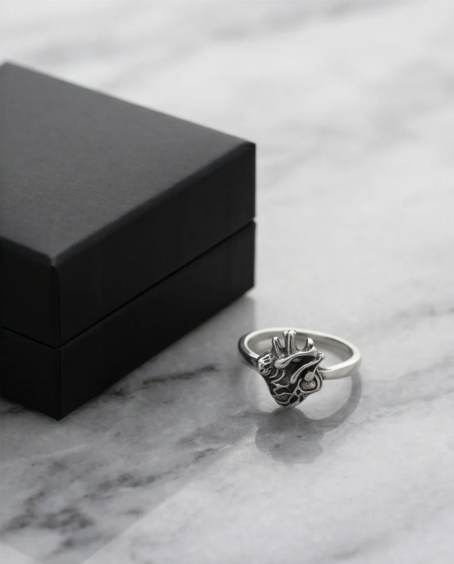 Gothic Sterling Silver Anatomical Heart Ring
