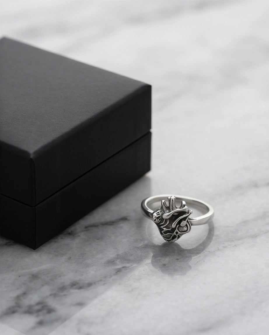 Gothic Sterling Silver Anatomical Heart Ring