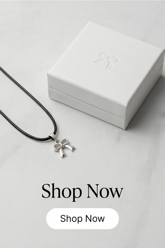 Silver Polished Ribbon Bow Necklace