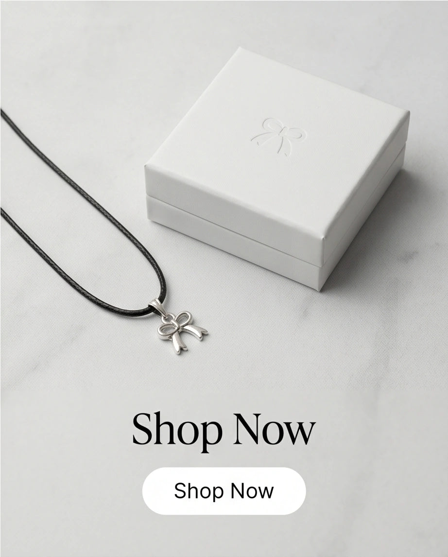 Silver Polished Ribbon Bow Necklace