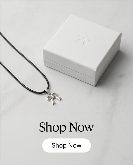 Silver Polished Ribbon Bow Necklace
