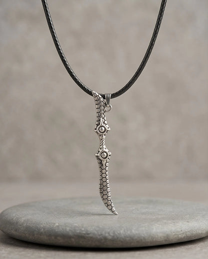 Antique Silver Scaled Dagger Pendant Necklace