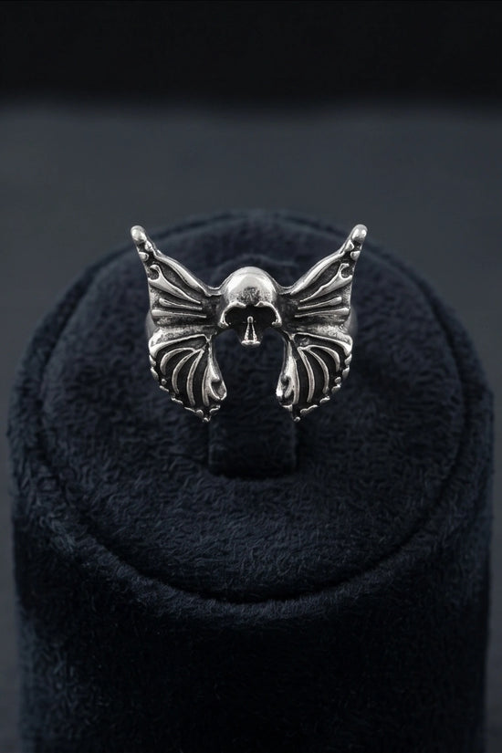 Gothic Sterling Silver Skull Butterfly Ring