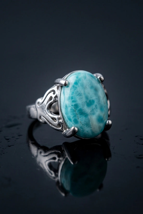 Oceanic Larimar Filigree Ring