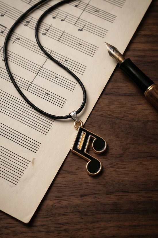 Gold and Black Sixteenth Note Necklace