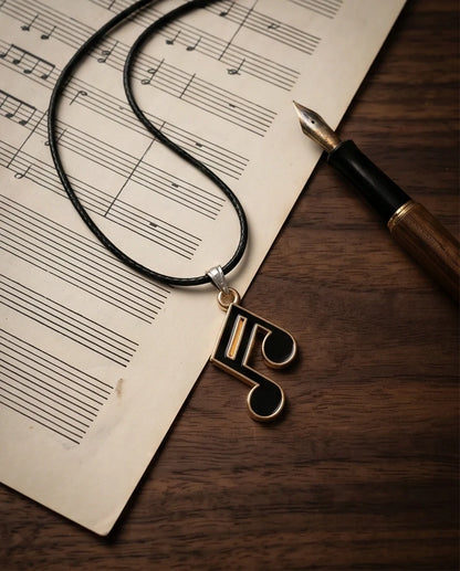 Gold and Black Sixteenth Note Necklace
