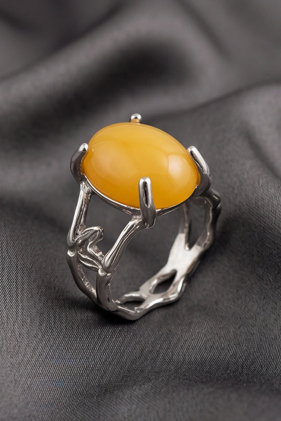 Golden Honey Leaf Statement Ring
