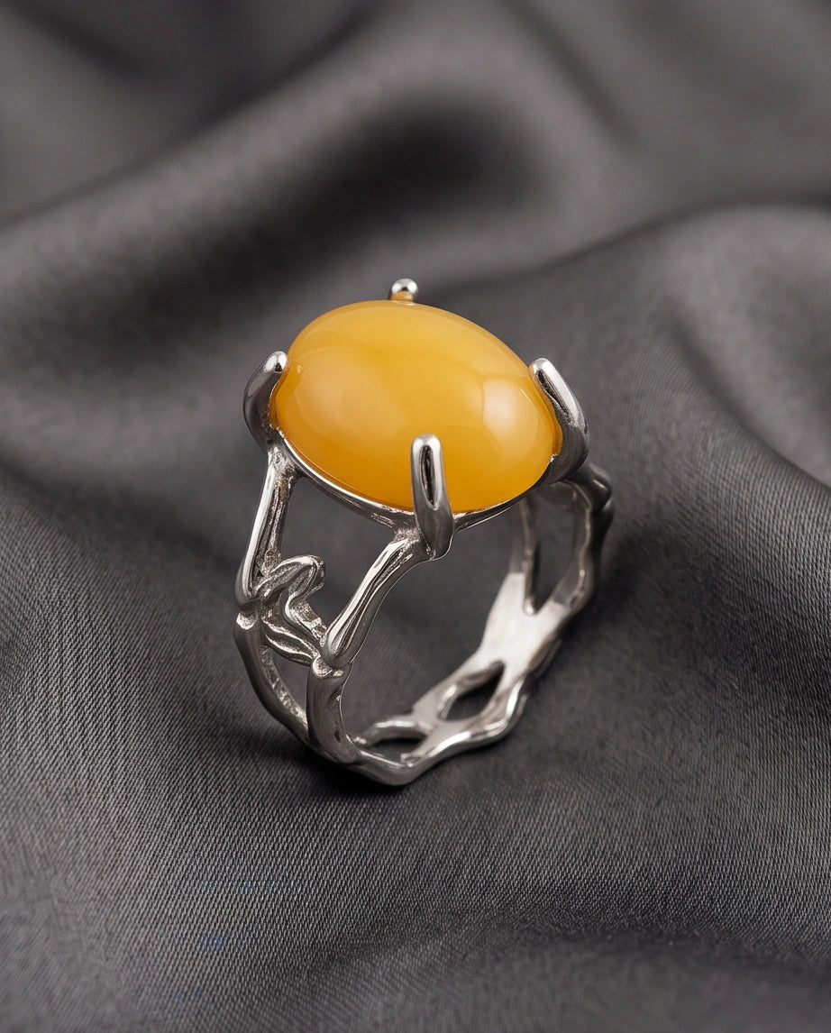 Golden Honey Leaf Statement Ring