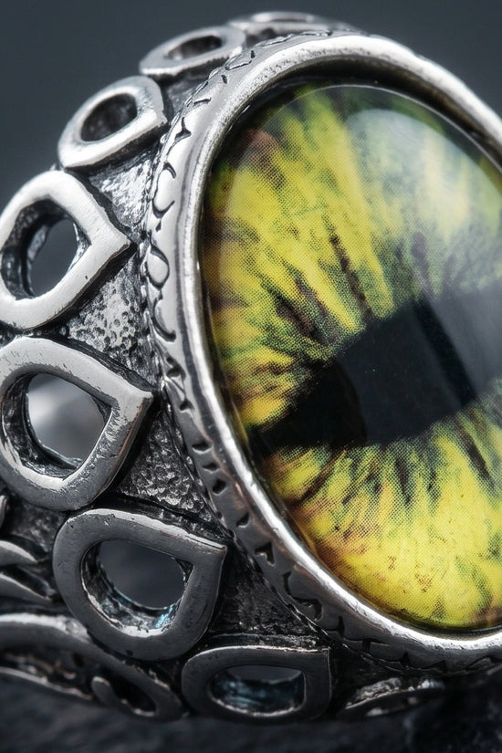 Vintage Sterling Silver Gothic Owl's Eye Statement Ring
