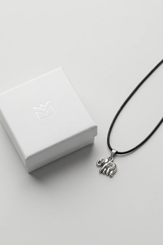 Silver Flower Detail Elephant Necklace