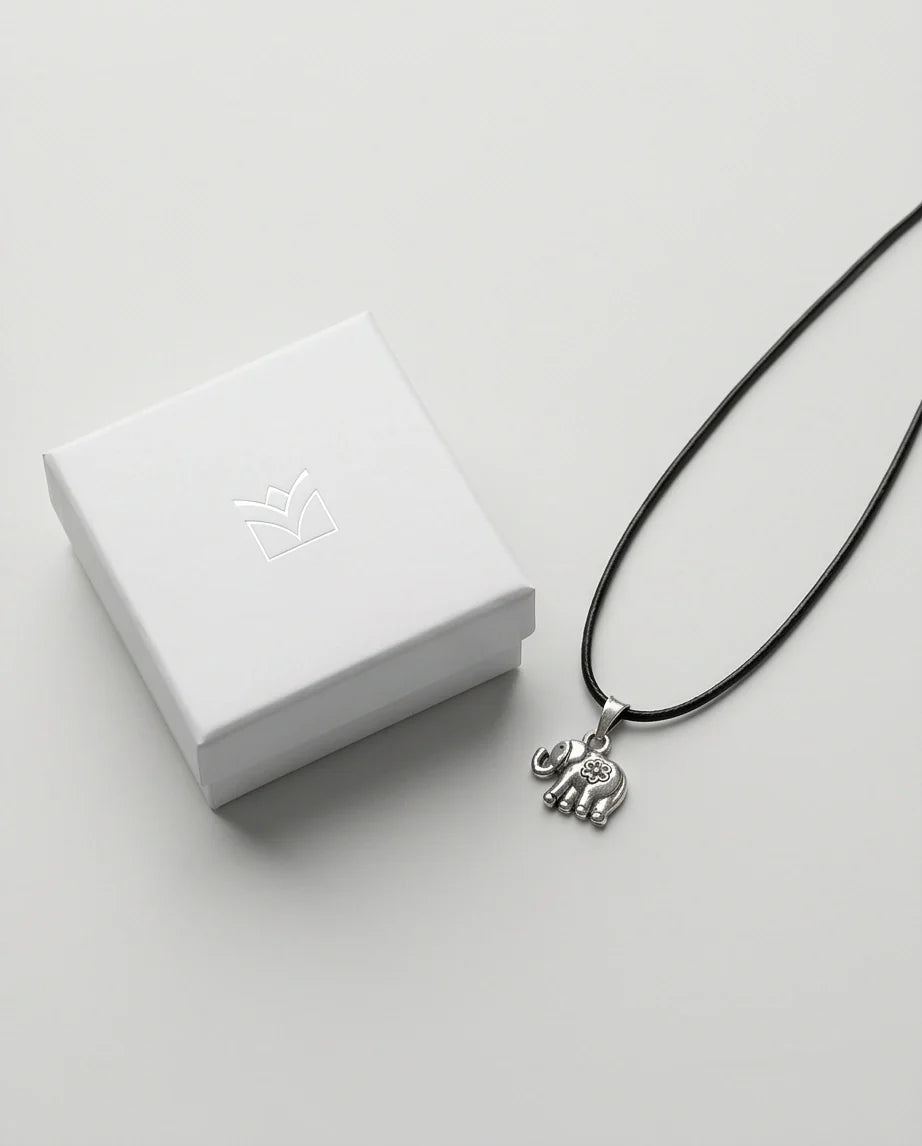 Silver Flower Detail Elephant Necklace