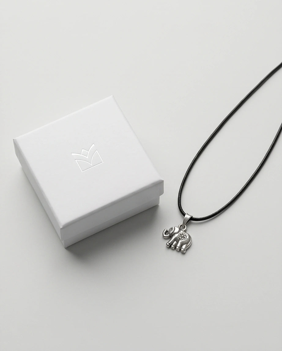 Silver Flower Detail Elephant Necklace