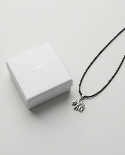 Silver Flower Detail Elephant Necklace