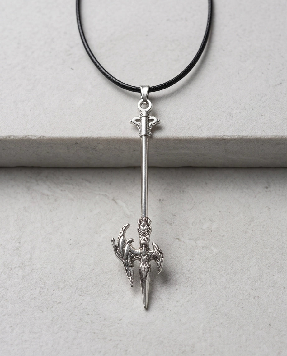 Winged Halberd Spear Necklace