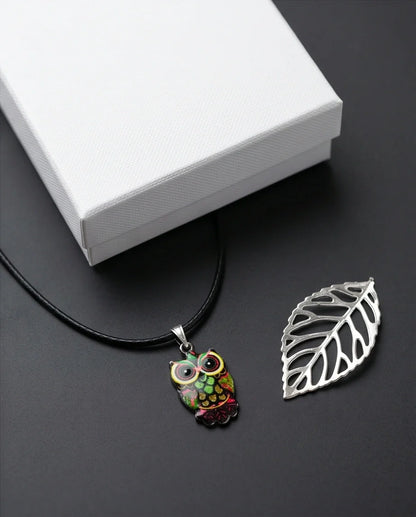 Neon Cyberpunk Owl Totem Pendant Necklace
