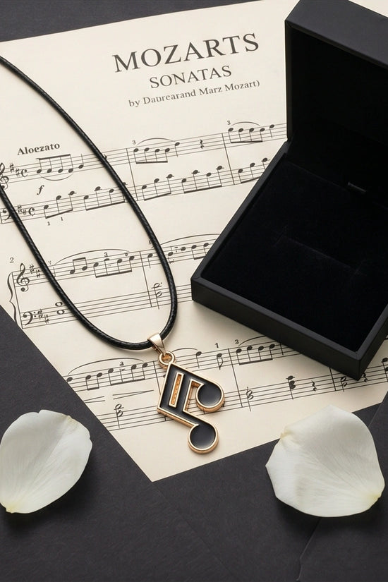 Gold and Black Sixteenth Note Necklace