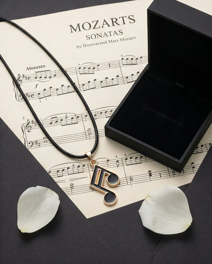 Gold and Black Sixteenth Note Necklace