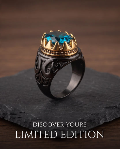 Celestial Aquamarine Sunburst Signet Ring
