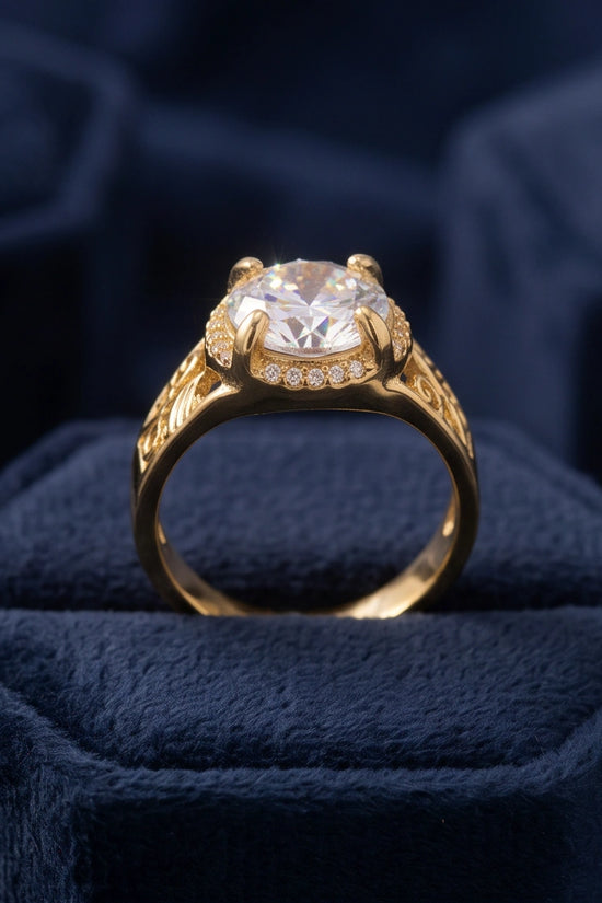 Golden Diamond Empress Halo Ring