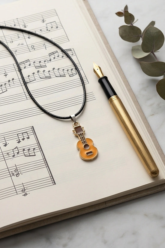 Gold and Yellow Acoustic Guitar Necklace