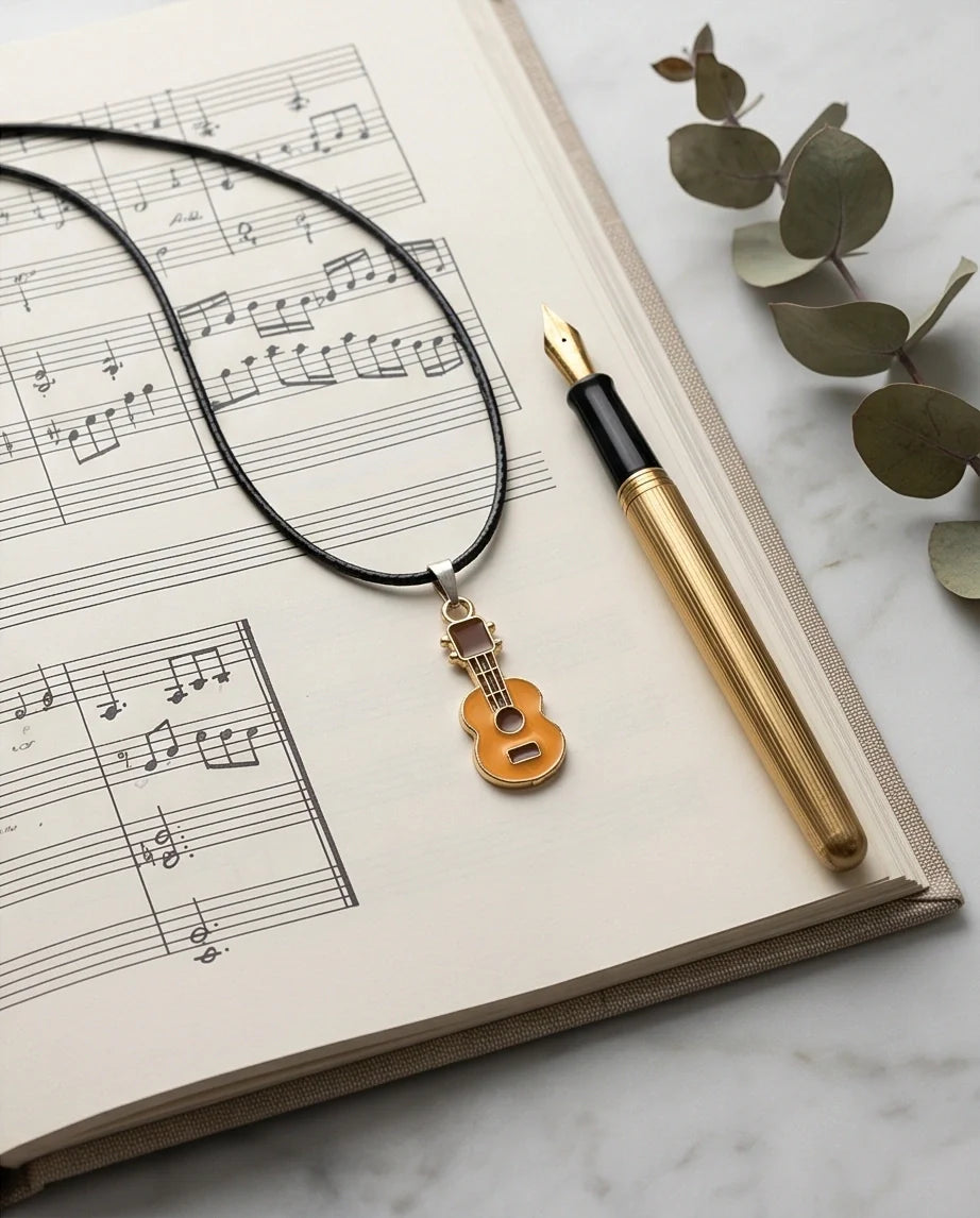 Gold and Yellow Acoustic Guitar Necklace