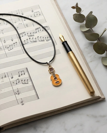 Gold and Yellow Acoustic Guitar Necklace