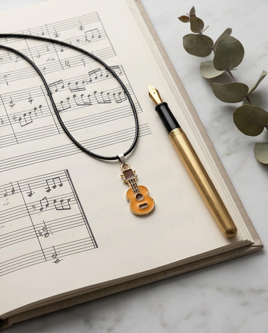 Gold and Yellow Acoustic Guitar Necklace