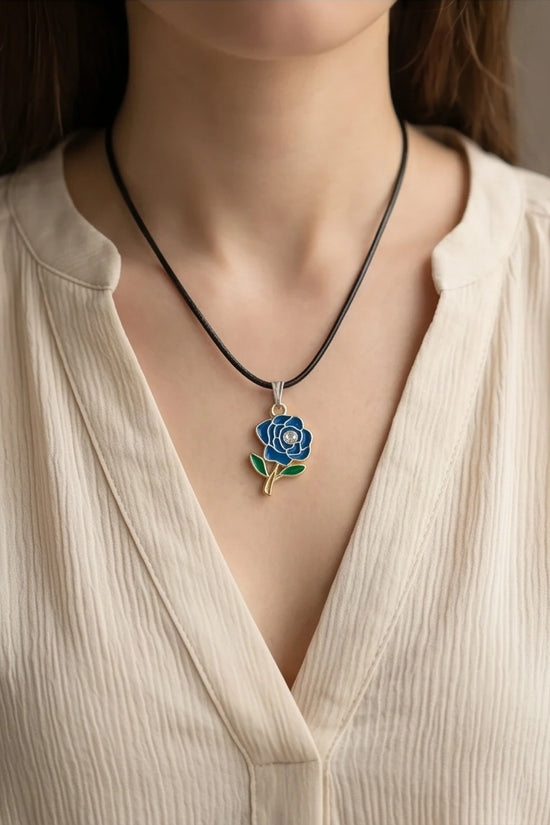 Royal Blue Enchanted Rose Pendant