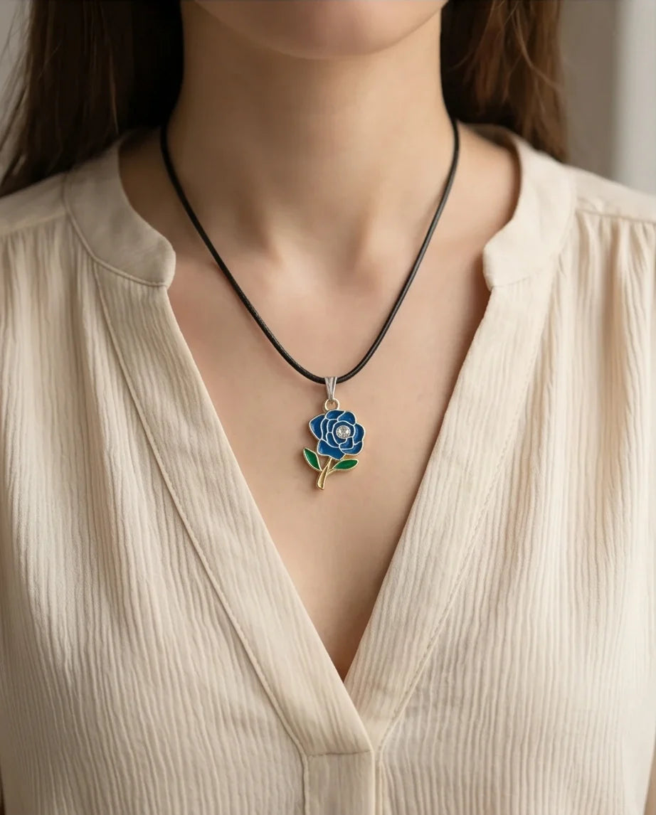 Royal Blue Enchanted Rose Pendant