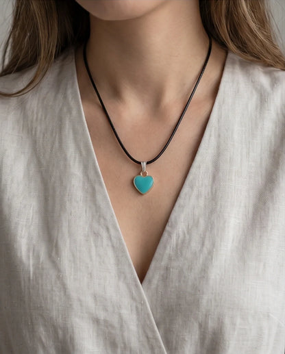 Gold and Turquoise Minimalist Heart Necklace