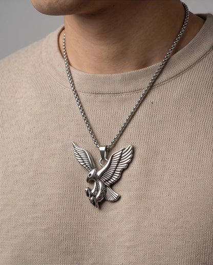 Silver Soaring Eagle Pendant Necklace