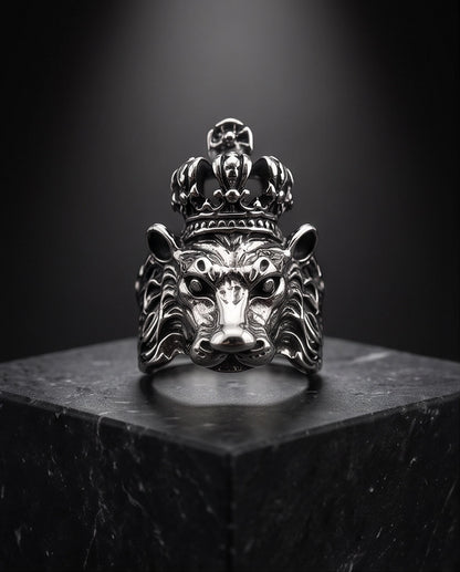Crowned Royal Lion Sculpted Ring