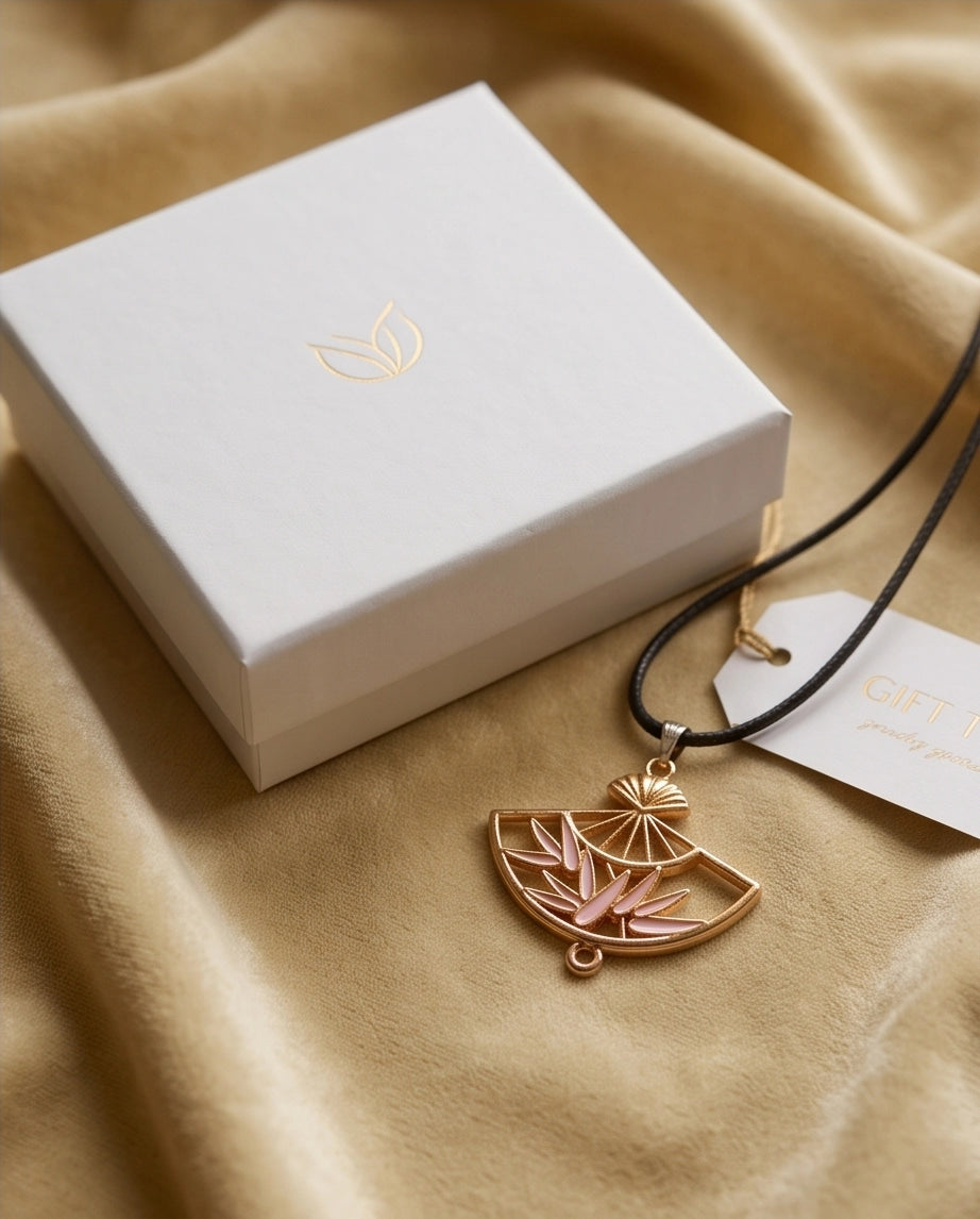 Blush Pink Fan Pendant Necklace