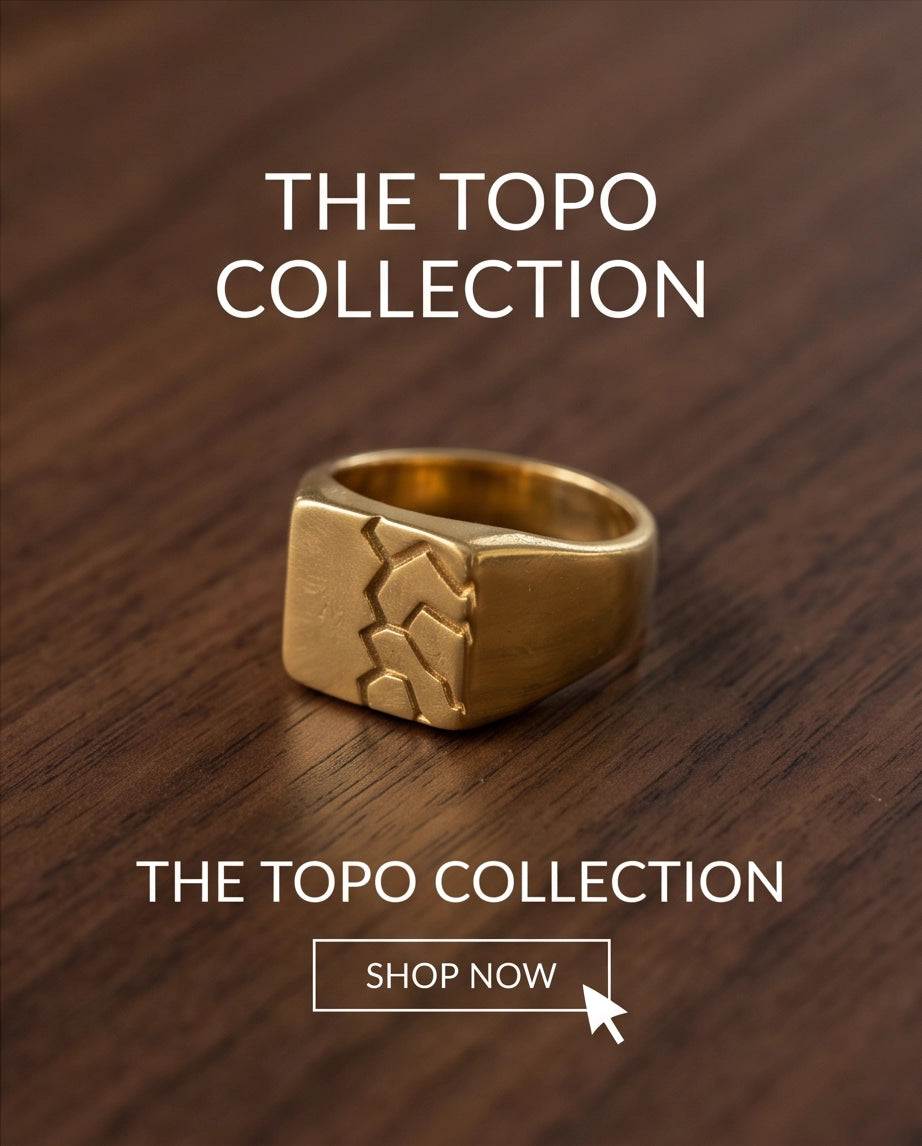 Geometric Fracture Gold Signet Ring