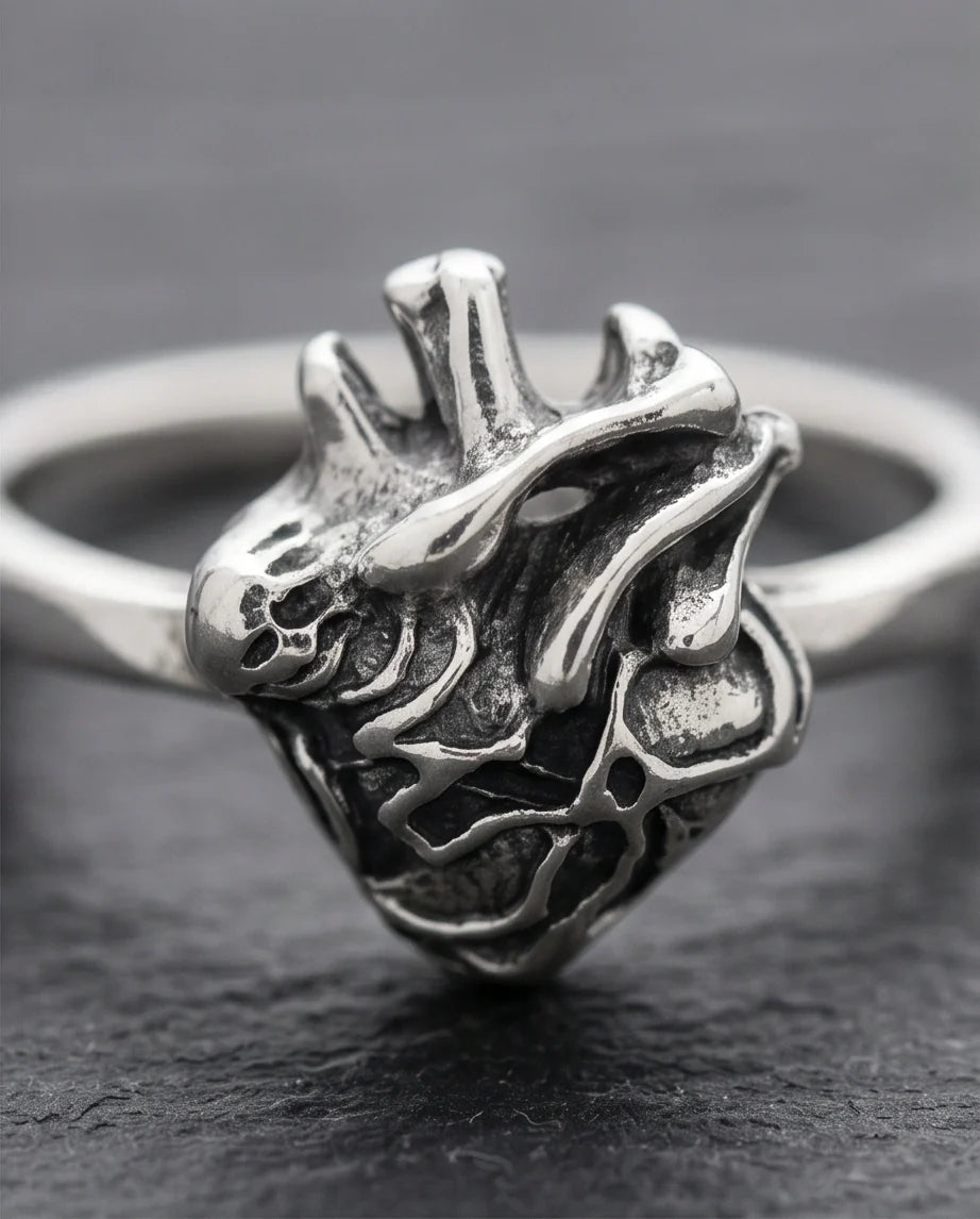 Gothic Sterling Silver Anatomical Heart Ring
