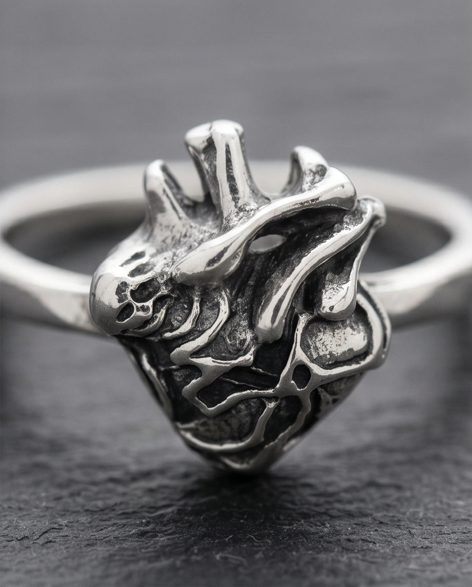Gothic Sterling Silver Anatomical Heart Ring
