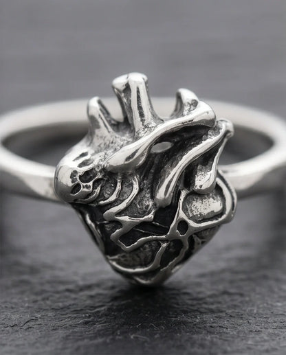 Gothic Sterling Silver Anatomical Heart Ring